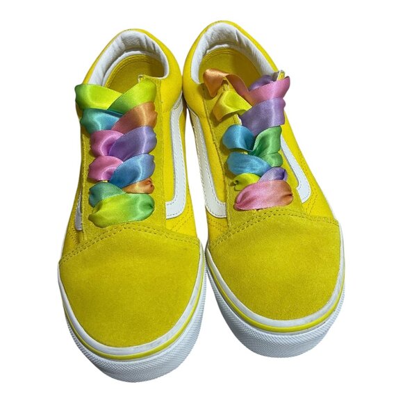 VANS Old Skool Rainbow Lace Yellow/white - Multi Color Checkerboard Kids 3 - Picture 3 of 14